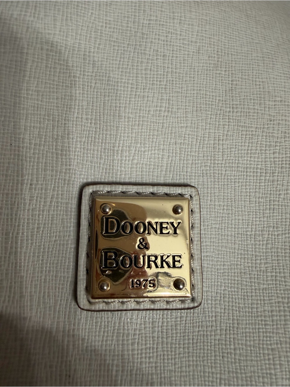 Dooney & Bourke Bone Color Satchel with Gold Logo Plate